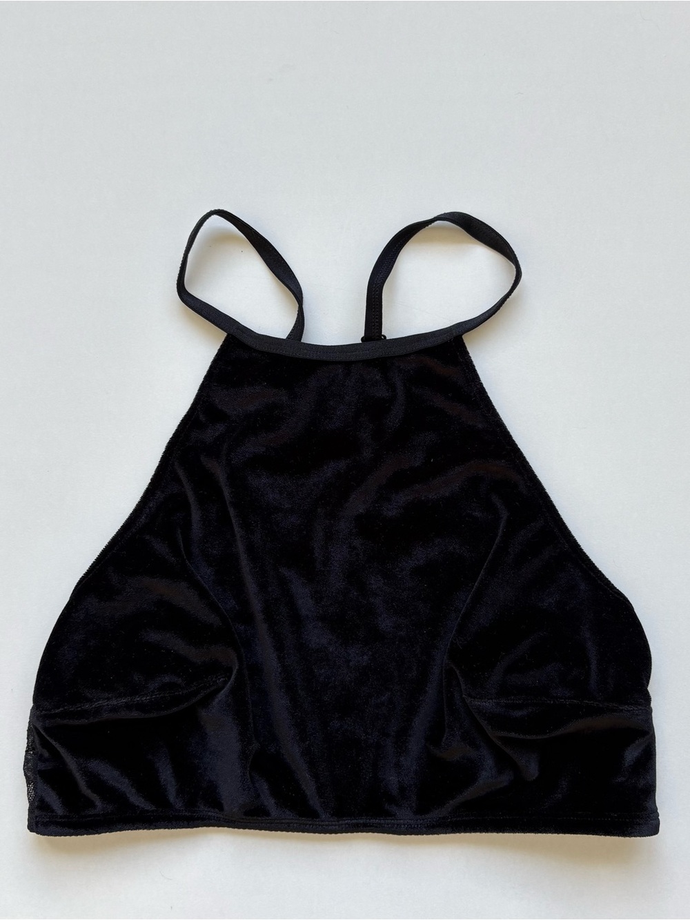 H&M Black Velvet High-Neck Bralette